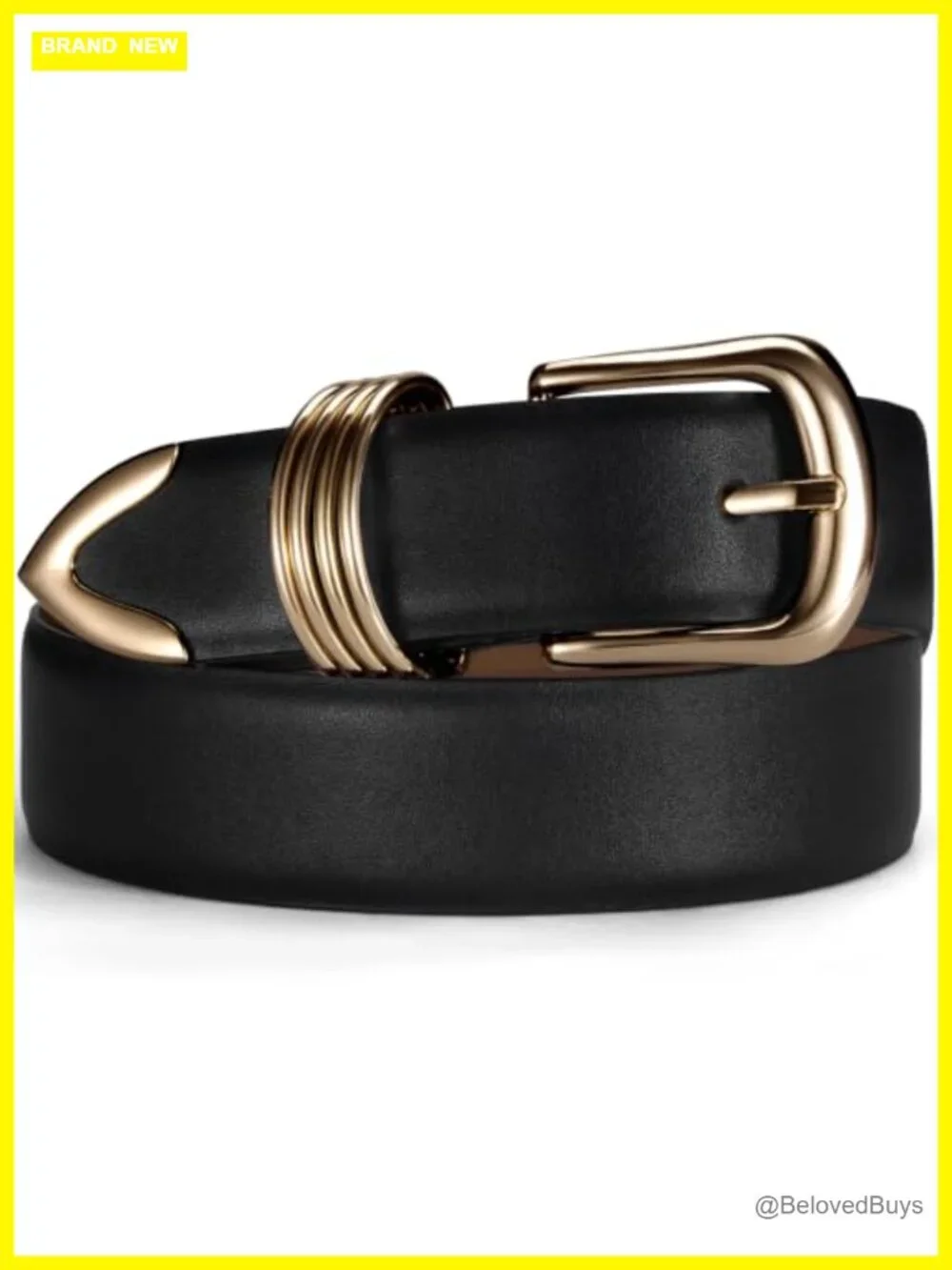 Faux Leather Belt with Metal Buckle Fashion Waist Belt